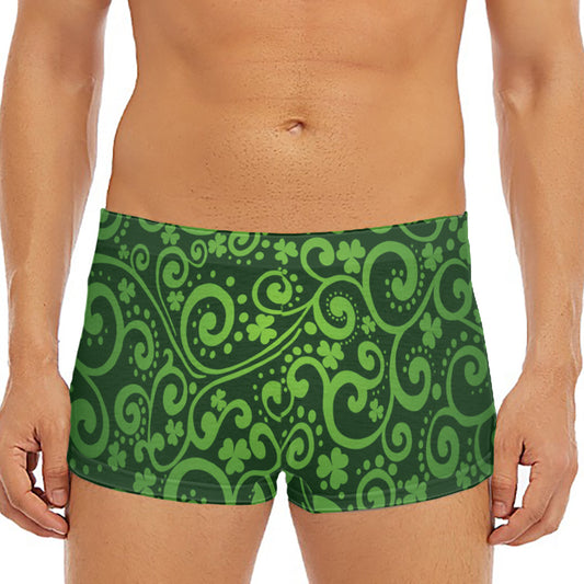 Green Irish Saint Patrick's Day Print Men's Short Boxer Briefs