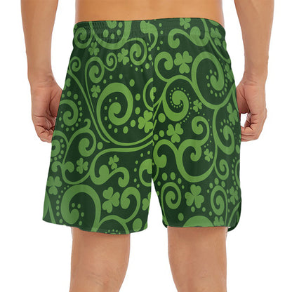 Green Irish Saint Patrick's Day Print Men's Split Running Shorts
