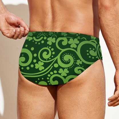 Green Irish Saint Patrick's Day Print Men's Swim Briefs