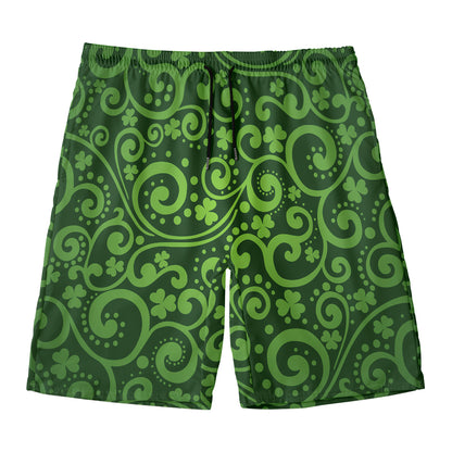 Green Irish Saint Patrick's Day Print Men's Swim Trunks