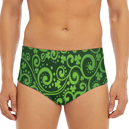 Green Irish Saint Patrick's Day Print Men's Triangle Swim Briefs