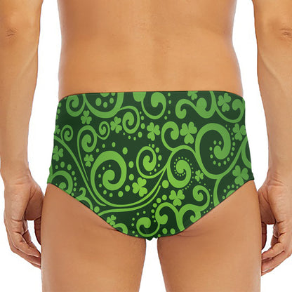 Green Irish Saint Patrick's Day Print Men's Triangle Swim Briefs