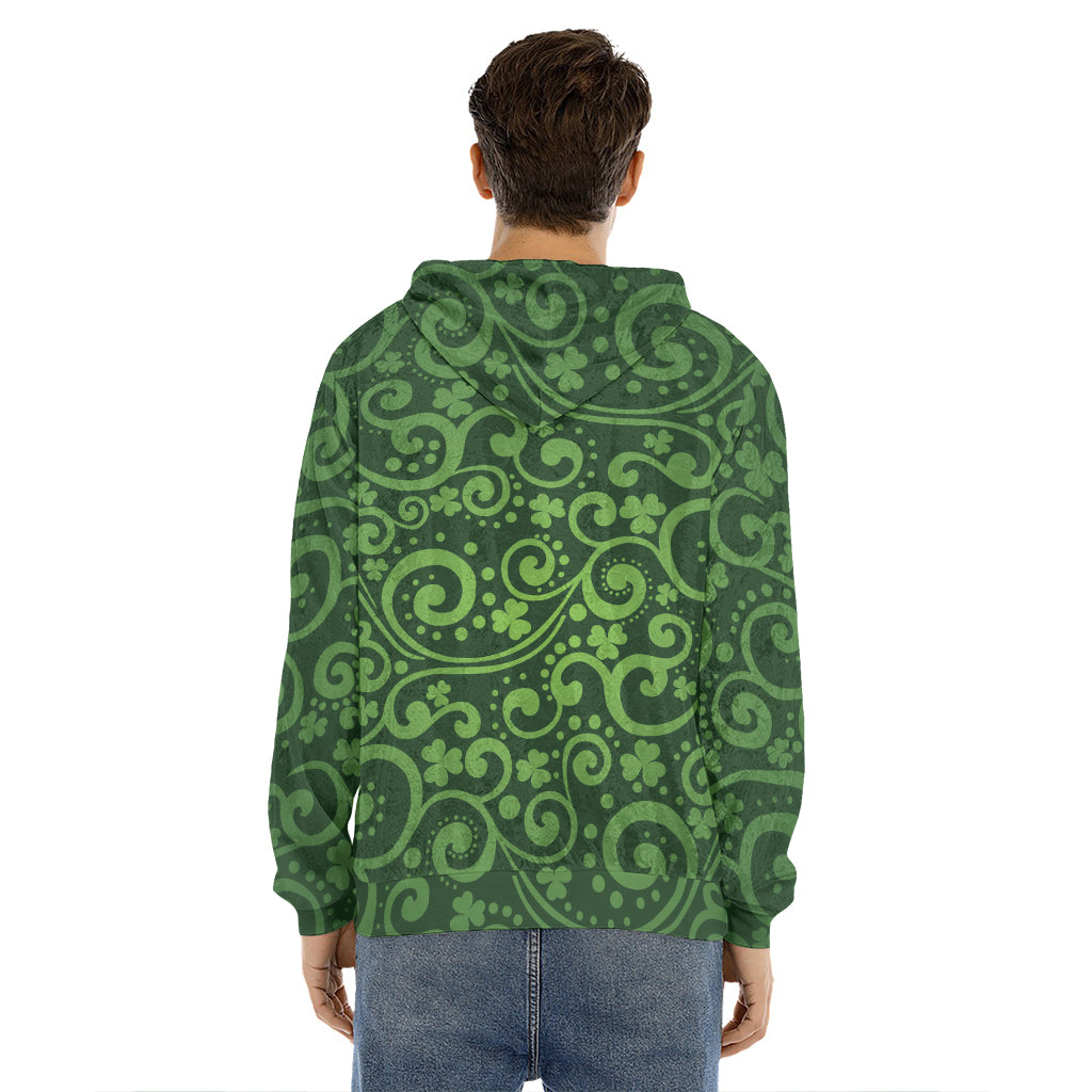Green Irish Saint Patrick's Day Print Men's Velvet Pullover Hoodie