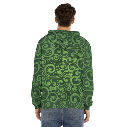 Green Irish Saint Patrick's Day Print Men's Velvet Pullover Hoodie