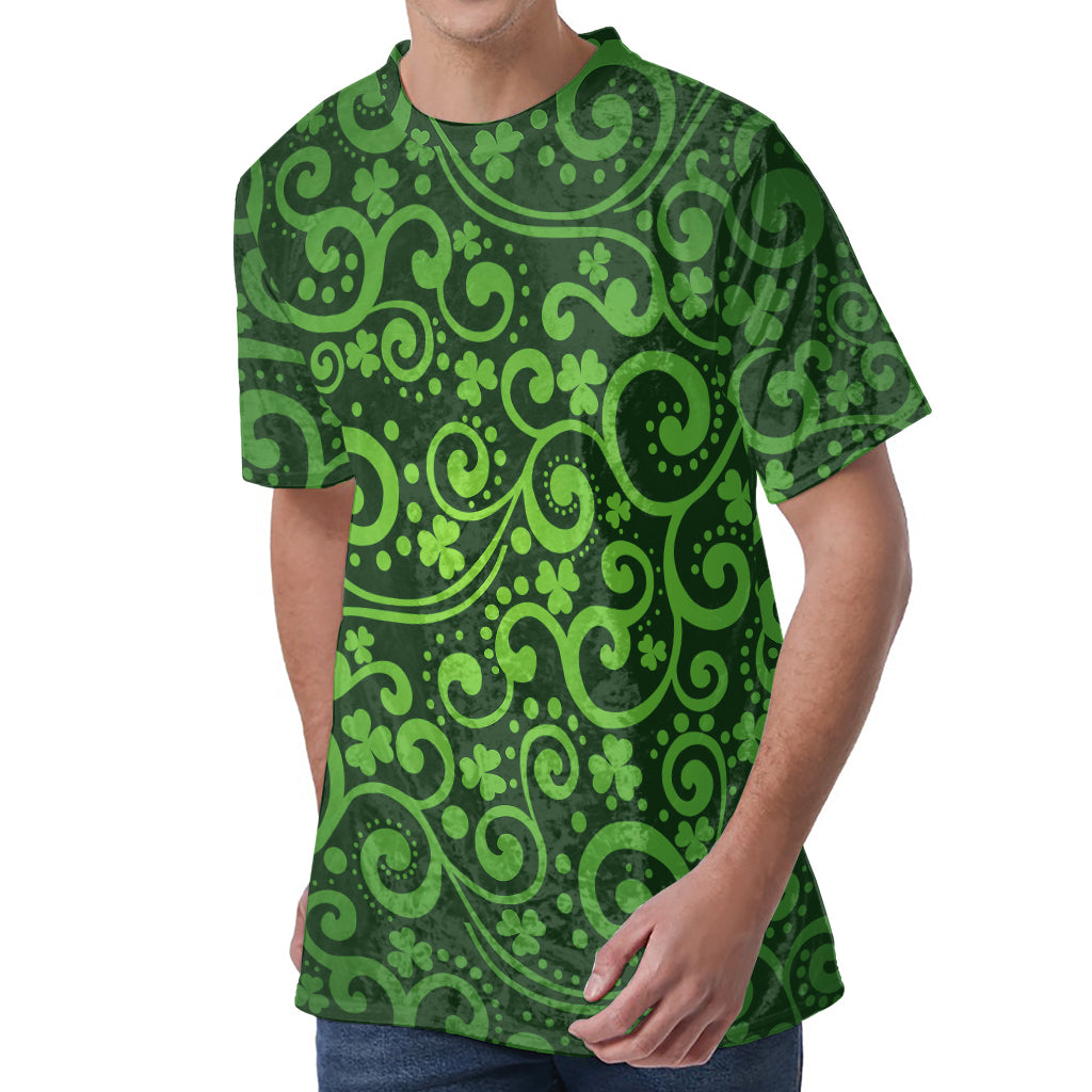Green Irish Saint Patrick's Day Print Men's Velvet T-Shirt