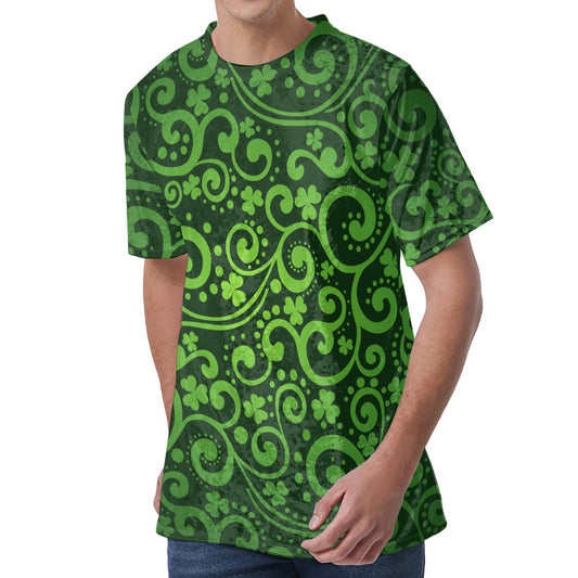 Green Irish Saint Patrick's Day Print Men's Velvet T-Shirt