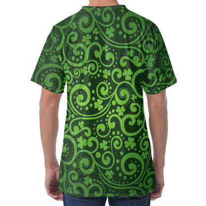 Green Irish Saint Patrick's Day Print Men's Velvet T-Shirt