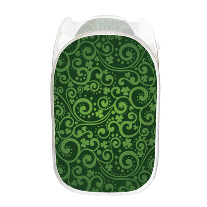 Green Irish Saint Patrick's Day Print Mesh Laundry Hamper