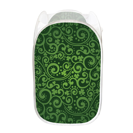 Green Irish Saint Patrick's Day Print Mesh Laundry Hamper