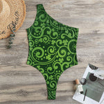 Green Irish Saint Patrick's Day Print One Shoulder Bodysuit