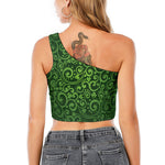 Green Irish Saint Patrick's Day Print One Shoulder Crop Top