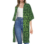 Green Irish Saint Patrick's Day Print Open Front Beach Cover Up