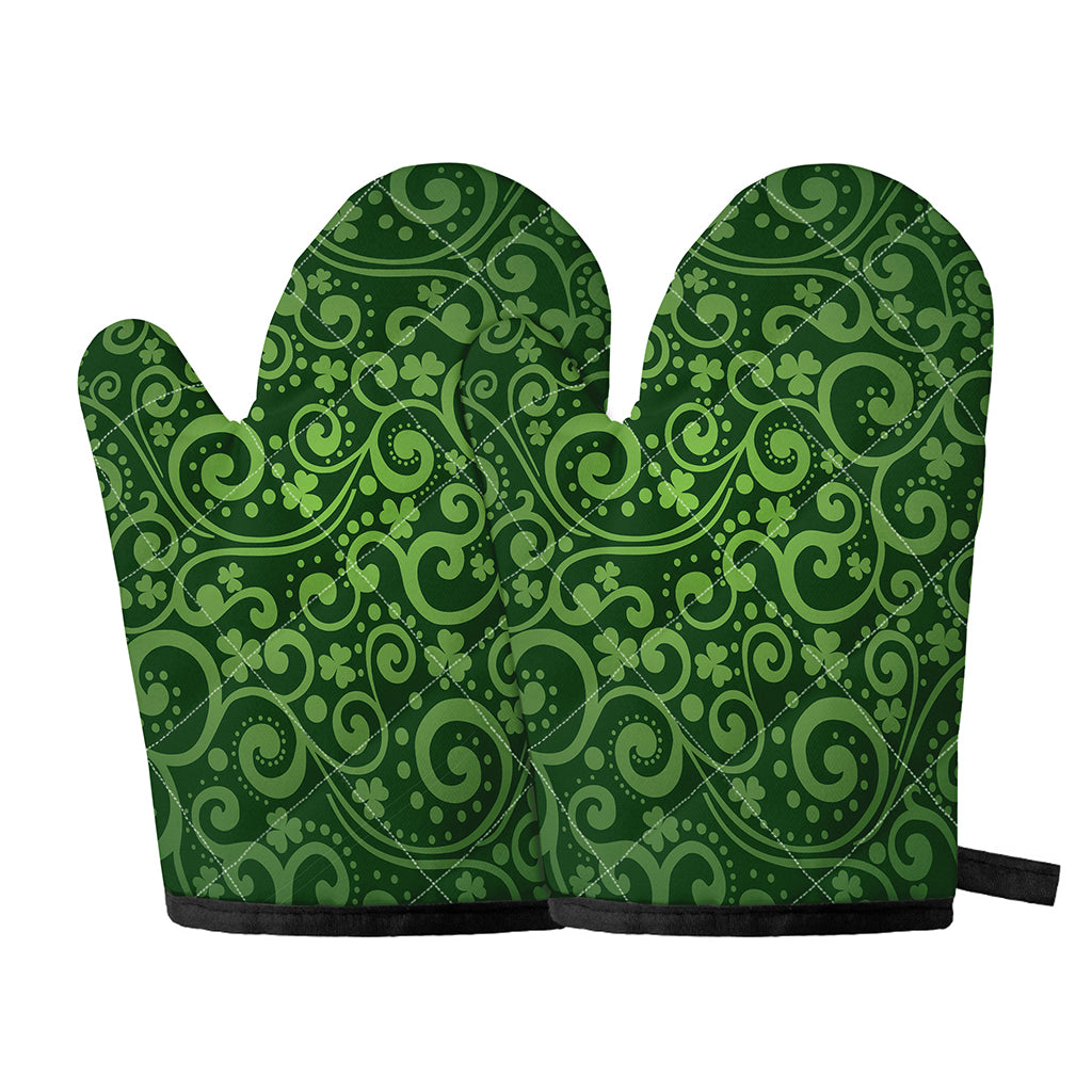 Green Irish Saint Patrick's Day Print Oven Mitts