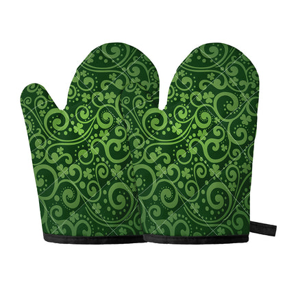 Green Irish Saint Patrick's Day Print Oven Mitts