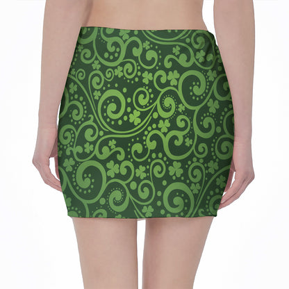 Green Irish Saint Patrick's Day Print Pencil Mini Skirt