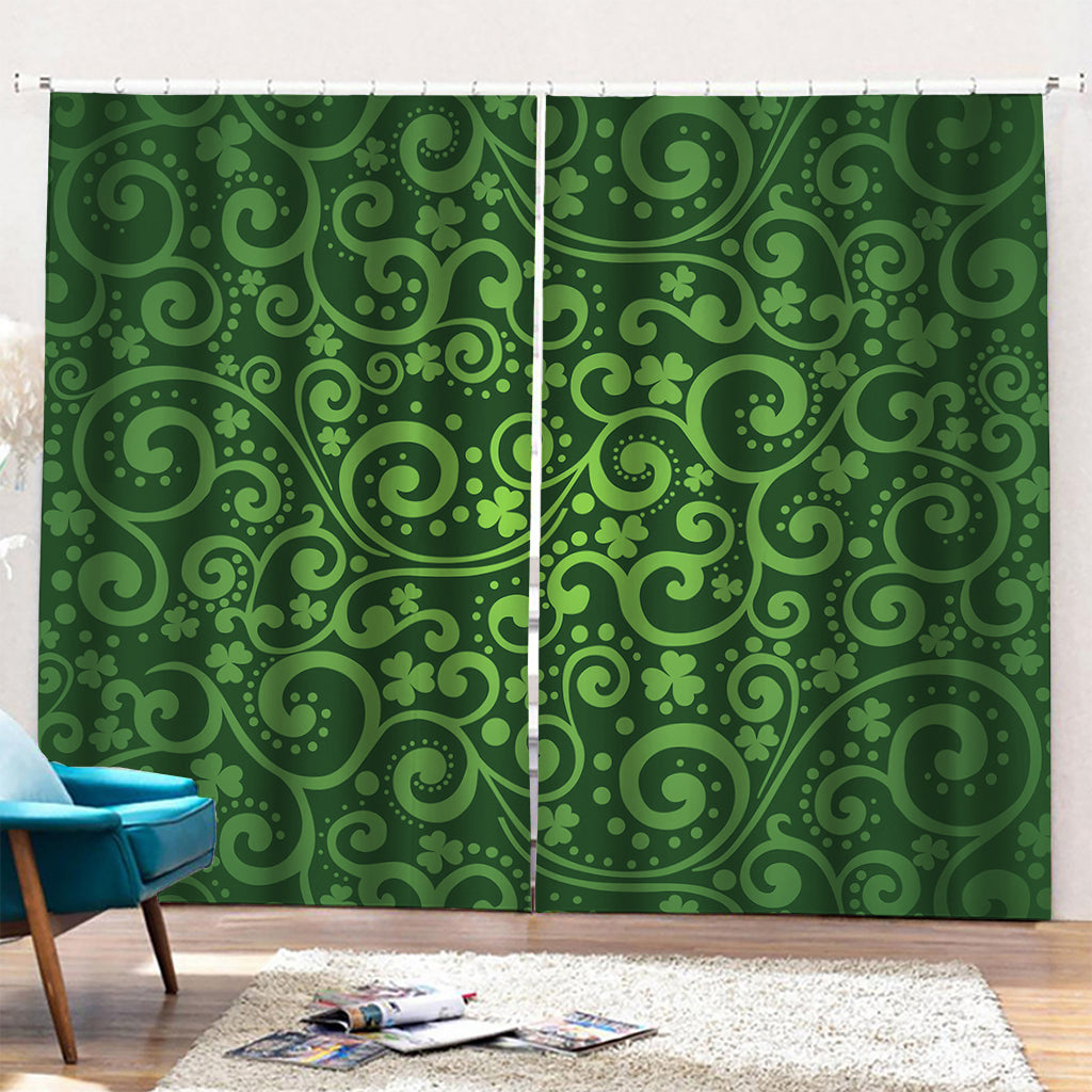 Green Irish Saint Patrick's Day Print Pencil Pleat Curtains