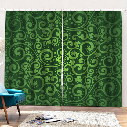 Green Irish Saint Patrick's Day Print Pencil Pleat Curtains