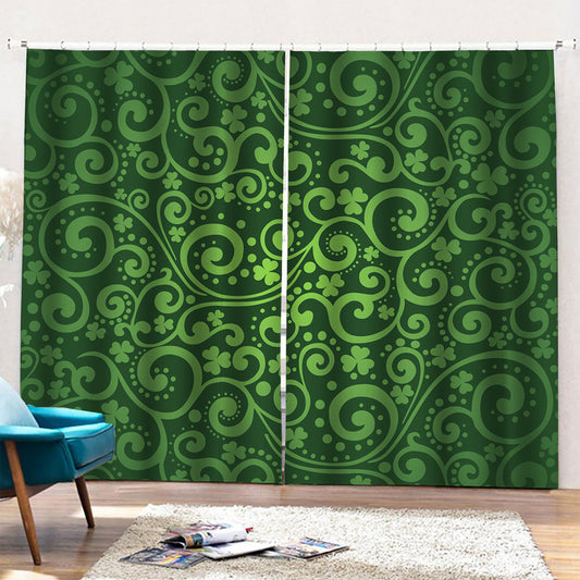 Green Irish Saint Patrick's Day Print Pencil Pleat Curtains