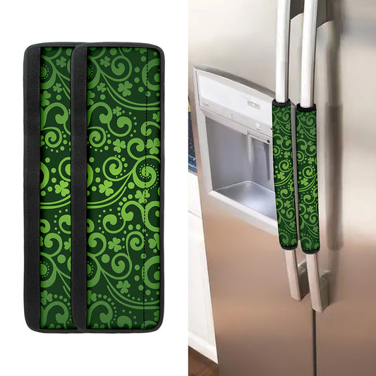 Green Irish Saint Patrick's Day Print Refrigerator Handle Covers
