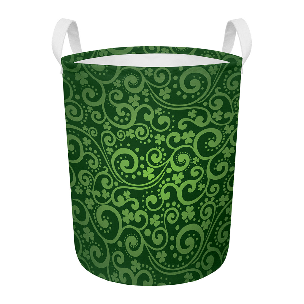 Green Irish Saint Patrick's Day Print Round Laundry Basket