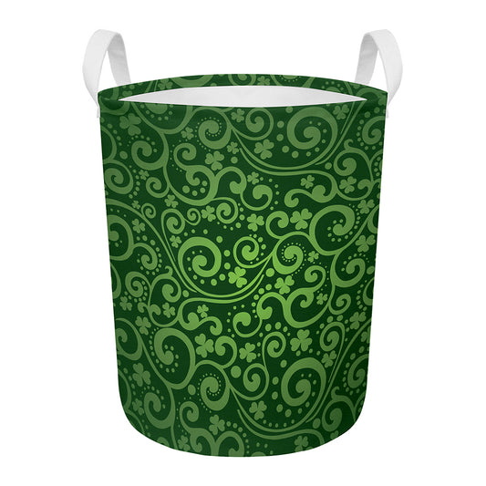 Green Irish Saint Patrick's Day Print Round Laundry Basket