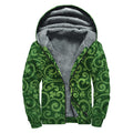 Green Irish Saint Patrick's Day Print Sherpa Lined Zip Up Hoodie