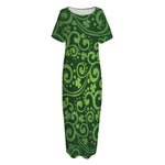 Green Irish Saint Patrick's Day Print Short Sleeve Long Nightdress