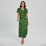 Green Irish Saint Patrick's Day Print Short Sleeve Maxi Dress