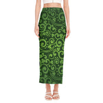 Green Irish Saint Patrick's Day Print Side Slit Maxi Skirt