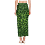 Green Irish Saint Patrick's Day Print Side Slit Maxi Skirt