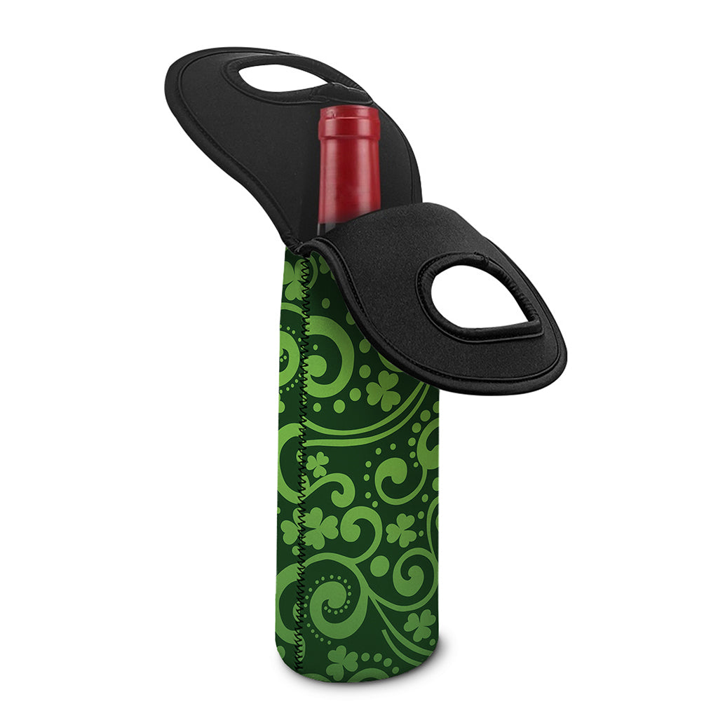 Green Irish Saint Patrick's Day Print Single Neoprene Wine Tote