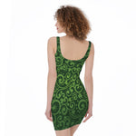 Green Irish Saint Patrick's Day Print Sleeveless Bodycon Dress