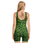 Green Irish Saint Patrick's Day Print Sleeveless One Piece Swimsuit