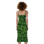 Green Irish Saint Patrick's Day Print Slim Fit Midi Cami Dress