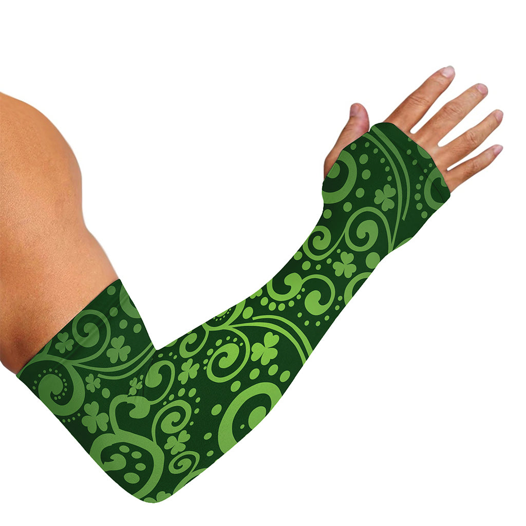 Green Irish Saint Patrick's Day Print Sun Protection Arm Sleeves