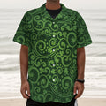 Green Irish Saint Patrick's Day Print Textured Short Sleeve Shirt