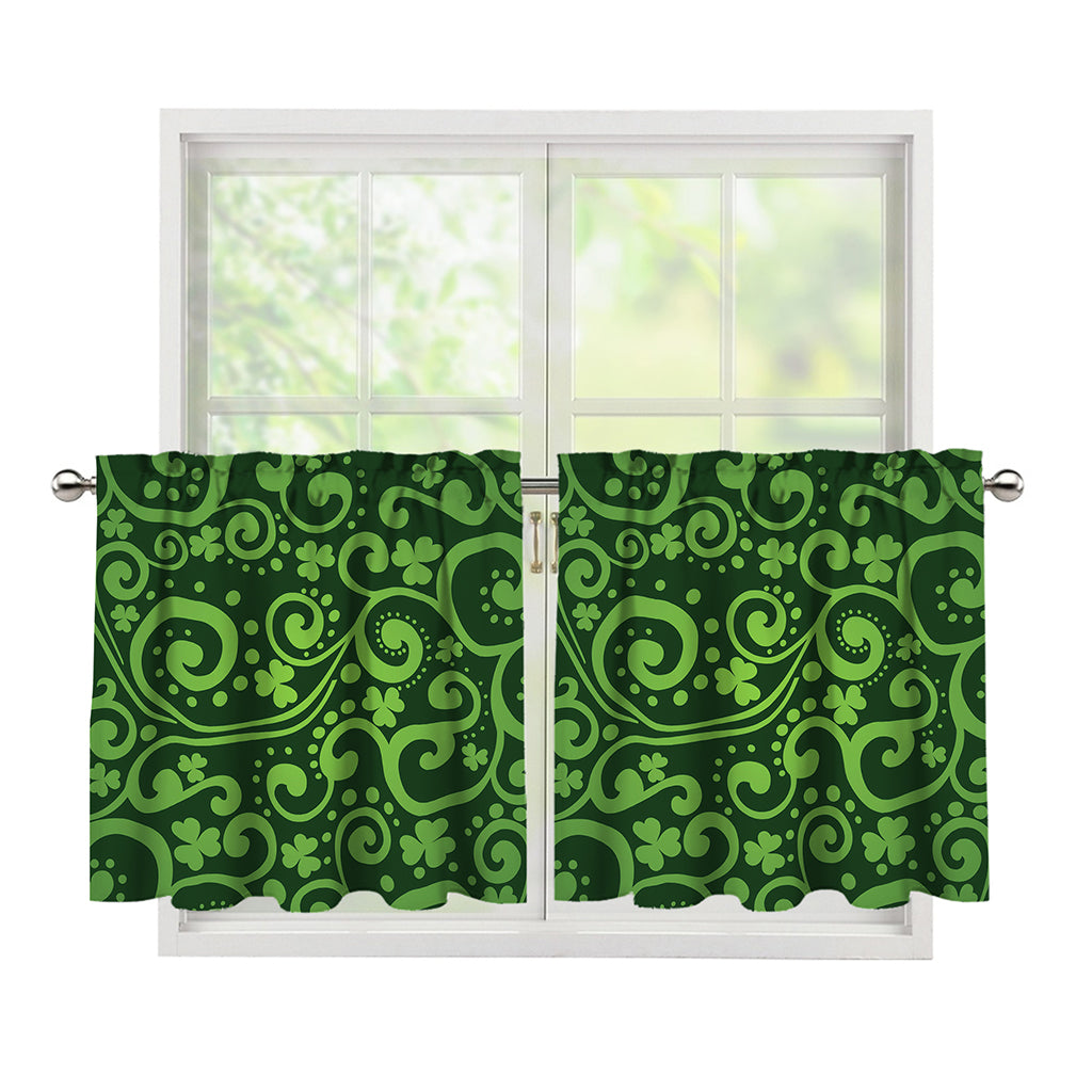 Green Irish Saint Patrick's Day Print Tier Curtains