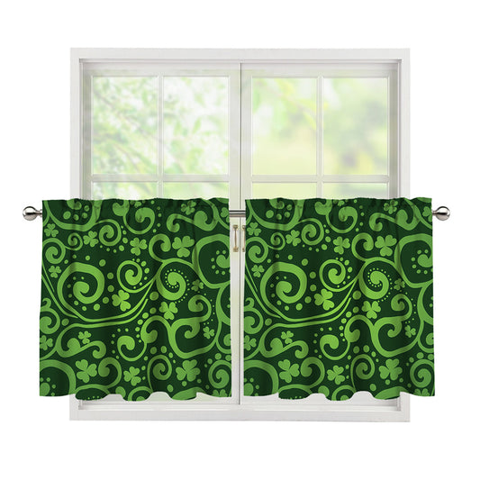 Green Irish Saint Patrick's Day Print Tier Curtains