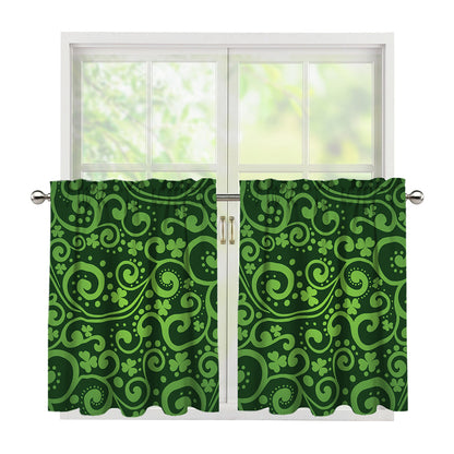 Green Irish Saint Patrick's Day Print Tier Curtains