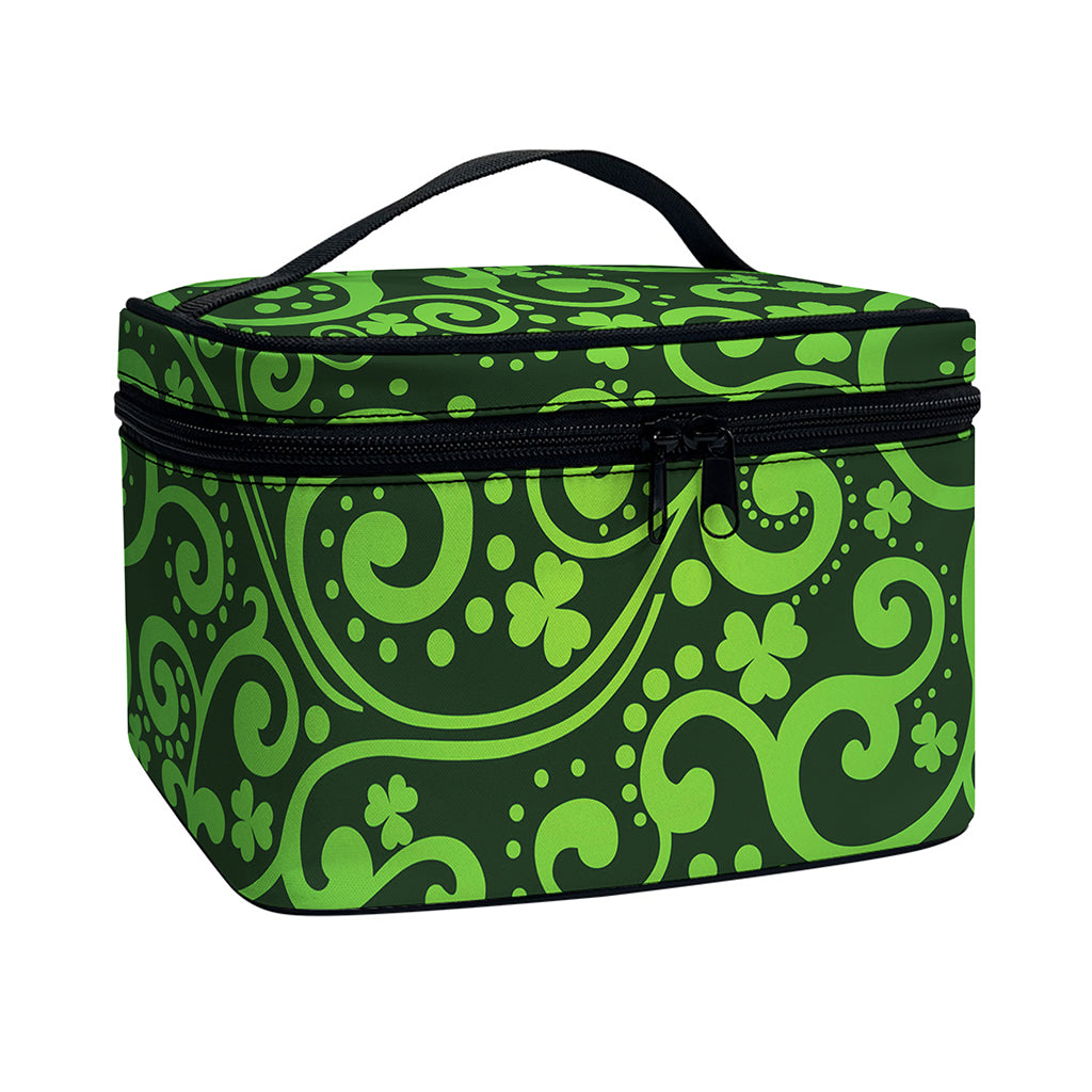 Green Irish Saint Patrick's Day Print Travel Makeup Bag