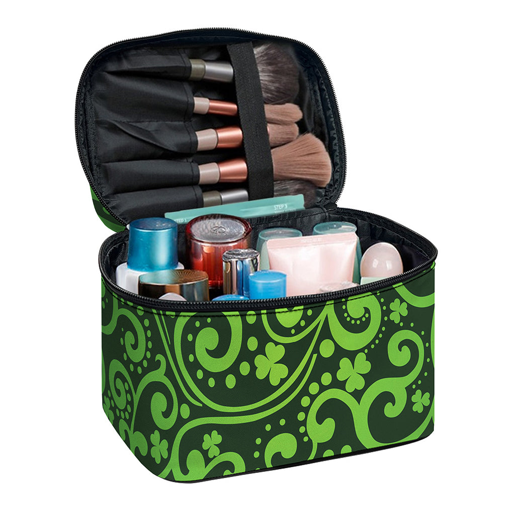 Green Irish Saint Patrick's Day Print Travel Makeup Bag