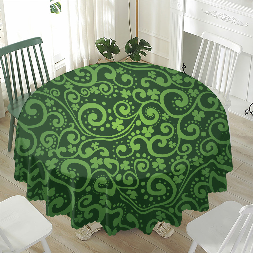 Green Irish Saint Patrick's Day Print Waterproof Round Tablecloth