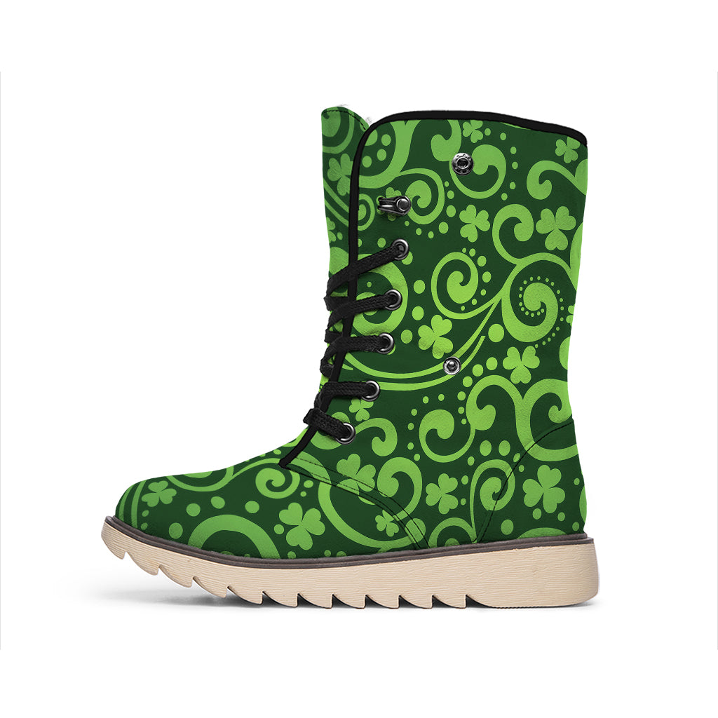 Green Irish Saint Patrick's Day Print Winter Boots
