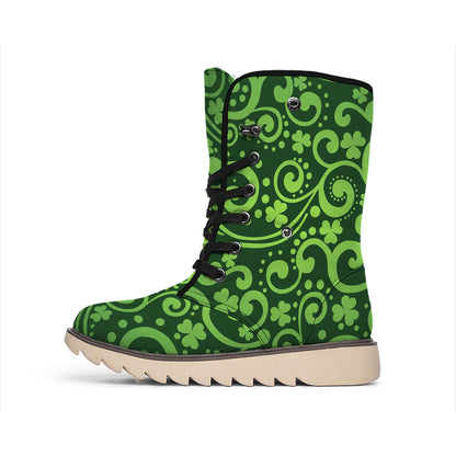 Green Irish Saint Patrick's Day Print Winter Boots