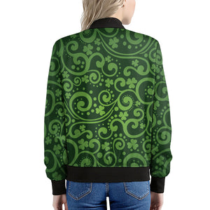 Green Irish Saint Patrick's Day Print Women's Bomber Jacket