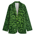 Green Irish Saint Patrick's Day Print Women's Cotton Blazer