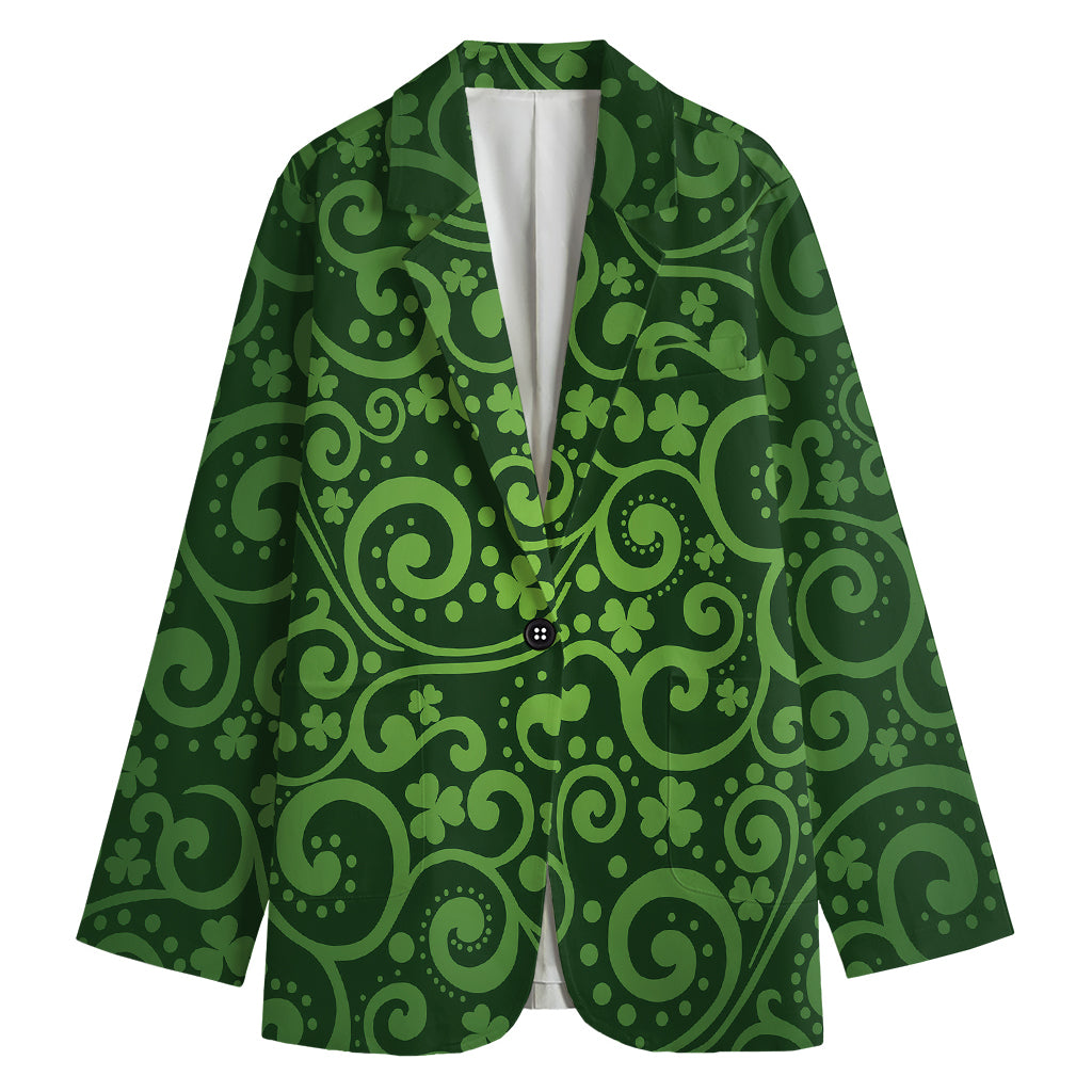 Green Irish Saint Patrick's Day Print Women's Cotton Blazer