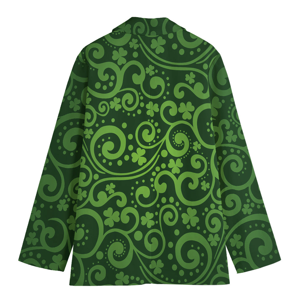 Green Irish Saint Patrick's Day Print Women's Cotton Blazer