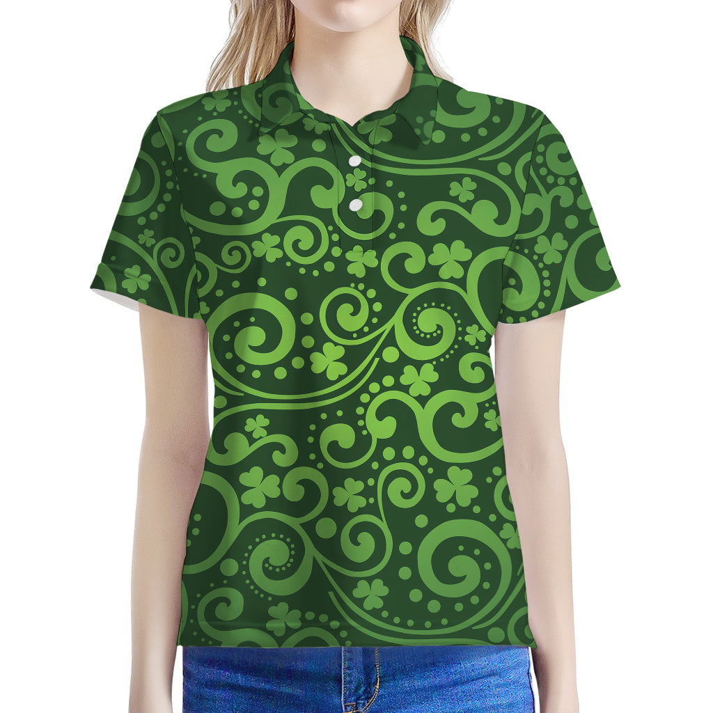 Green Irish Saint Patrick's Day Print Women's Polo Shirt