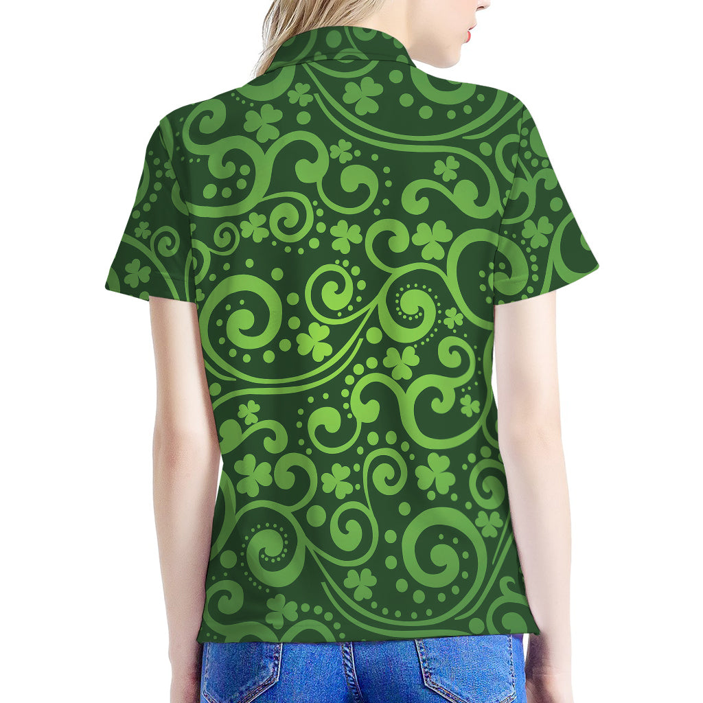 Green Irish Saint Patrick's Day Print Women's Polo Shirt